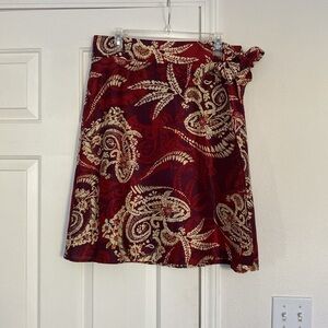 Talbots Paisley Batik A-Line Wrap Tie Skirt.